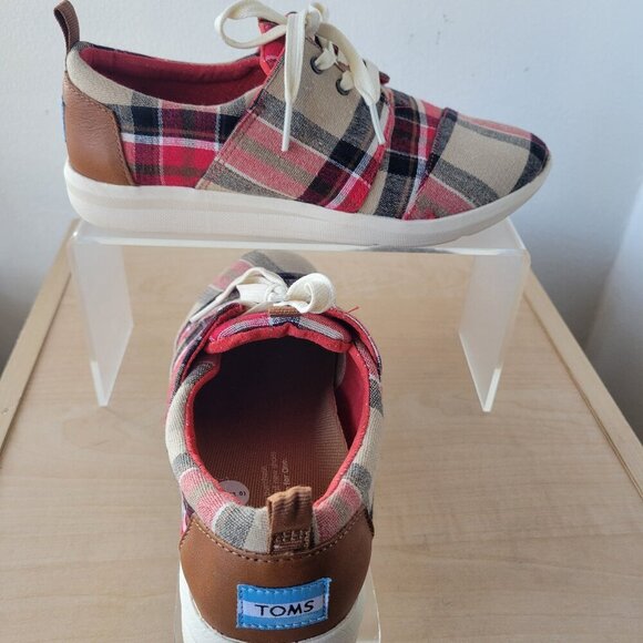 NEW Tom’s Women’s Del Ray Tartan Plaid Sneaker - Red & Brown (Size 6½) - Picture 14 of 15